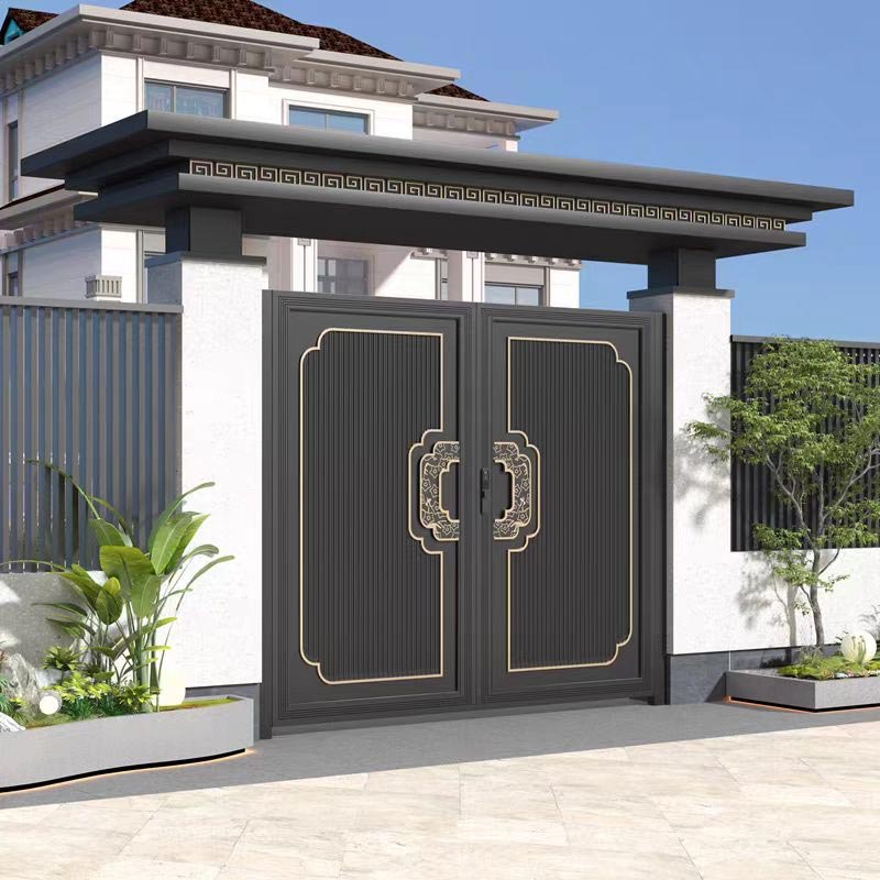 Italian Minimalist Courtyard Cast Aluminum Door
