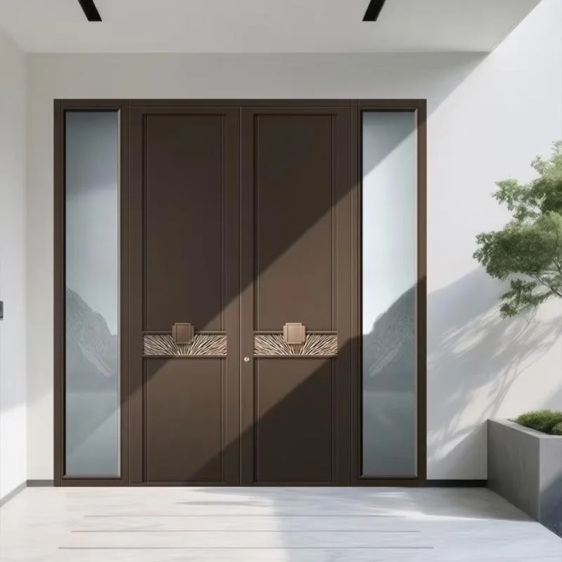 Pintu Aluminium Cast Double Swing Tertutup Minimalis